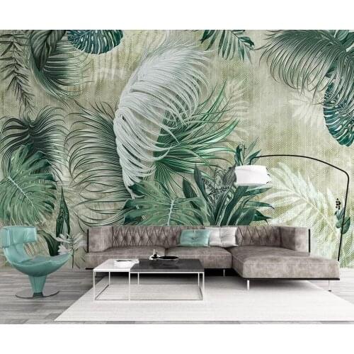 Bacal Leaf of banana of boreal Europe tropics plant 3D wallpaper mural contemporary contracted sitting room setting wall picture