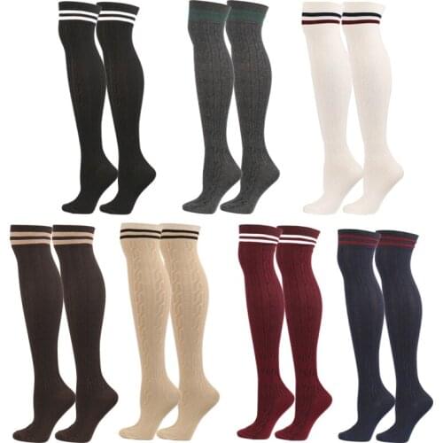 New Socks Fashion Stockings Twist Casual Cotton Thigh High Over Knee Acrylic High Socks Girls Womens Female Long Knee Sock 2020