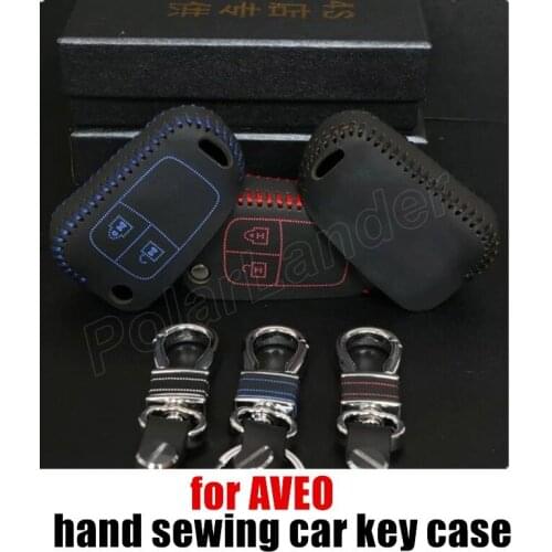 New style Case fit for CHEVROLET SAIL 3 AVEO car key case genuine quality leather Hand sewing car key cover Only Red