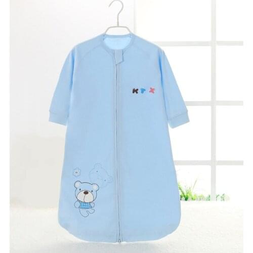 Spring Autumn Single Layer Cotton Baby Sleeping Bag Non-detachable Sleeve Children Piece Pajamas Baby Anti-kick Quilt Artifact