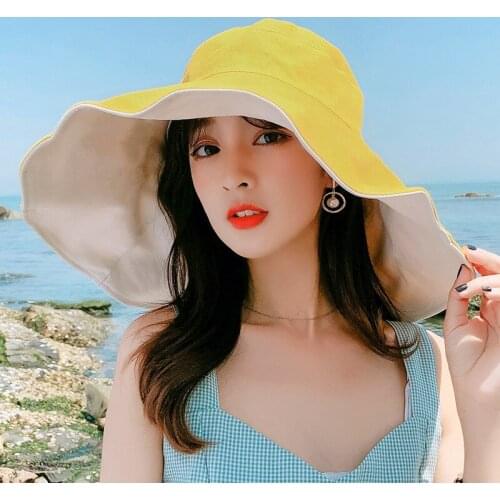 New Female Bucket Hat Wide Brim Two Side Wear Women Bob Caps Hip Hop Gorros Women Summer Panama Cap Beach Sun Fishing Boonie Hat