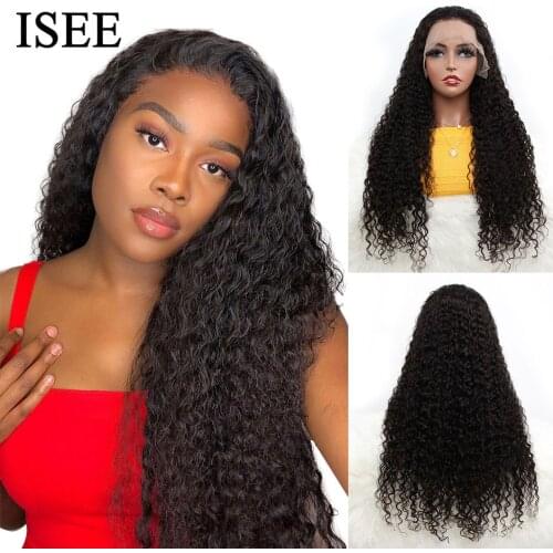 ISEE HAIR Kinky Curly 360 Lace Frontal Wig 150% Density Human Hair Wigs For Women Remy Peruvian Curly Lace Front Human Hair Wigs