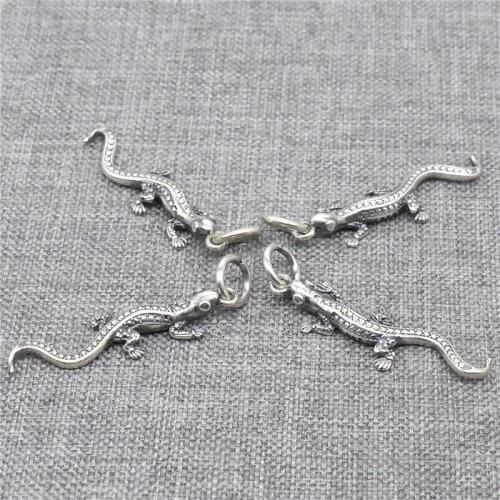 4pcs of 925 Sterling Silver Gecko Charms 3D Lizard Salamander Pendant for Necklace Bracelet