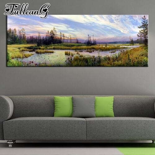 FULLCANG natural scenery diy 5d diamond painting full embroidery rural landscape large mosaic needlework wall decoration FC2050
