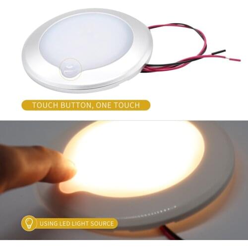 LED RV Roof Light Warm White 3300K Car Interior Lamp Waterproof Touch Dimming Camper Caravan Marine Auto Ceiling Cabin Light