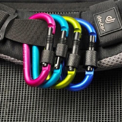 Durable Aluminum Alloy Carabiner Clasps D Shape Keychain Snap Clip Carabiner Hiking Buckle Split Spring Hook