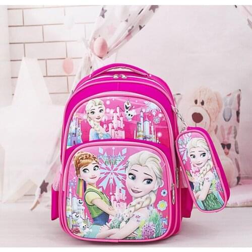 Disney Princess Girl Backpack Frozen Snow Queen Elsa Schoolbag Primary Student Outdoor Travel Light Storage Children Backpack