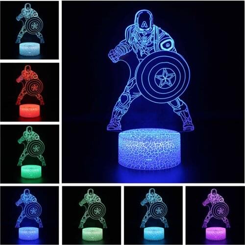 Marvel Avengers Titan Hero Captain America Figure 3D Illusion LED Lamp USB Colourful NightLight Model Toys for Kids Xmas Gift