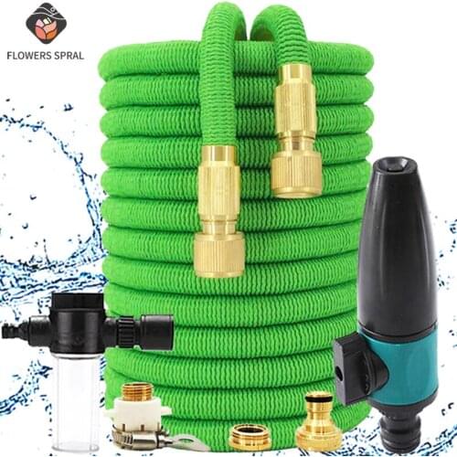 For Garden And Vegetable Patch High Pressure Hose Clean Car Wash Garden Sprayer 17FT-150FT Extendable Garden Hose Spray Gun Hose
