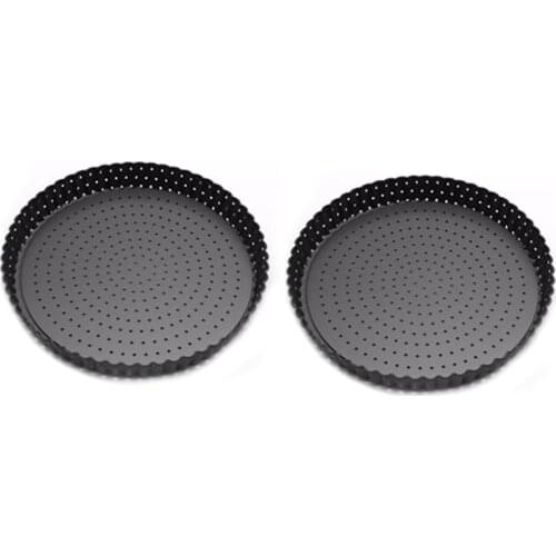 Pizza Pan with Holes,Baking Removable 9 Inch Carbon Steel Perforated Baking Pan,Non Stick Round Pizza Crisper Pan(2 PCS)