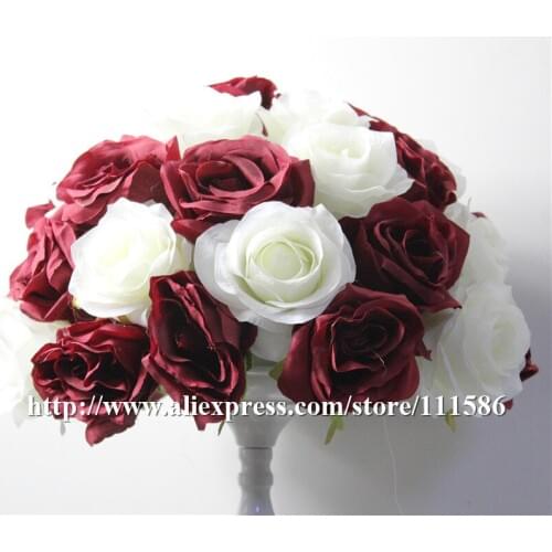 SPR HOT SALE 10pcs/lot wedding road lead artificial flowers wedding table flower centerpiece kissing flower ball decoration