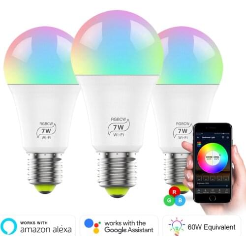 LED Bulb E27 Dimmable RGB Smart Bulb Smart Bulb Wifi Magic Lamp RGBApp Remote Control For Google Home/Alexa LED Light