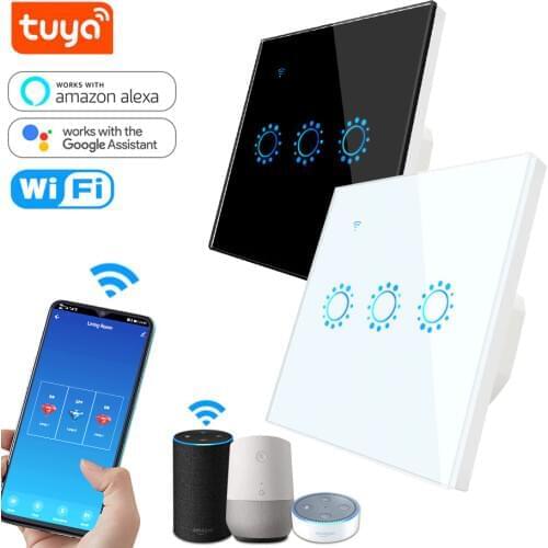 Tuya WiFi Smart Switch 86 EU Touch Light Switch Alexa Compatible 1 2 3 gang 2200W Wall Switch Voice Control Smart Life APP