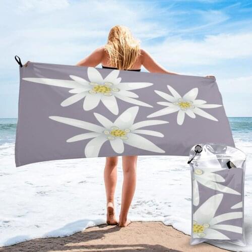 Ultralight Compact Quick Drying Towel White Edelweiss Flowers Microfiber Camping Hiking Hand Face Towel Outdoor Travel Kits