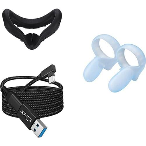 Smart VR Glasses Eye Mask Handle Grip Silicone Case Data Cable Hibloks For Oculus Quest 2