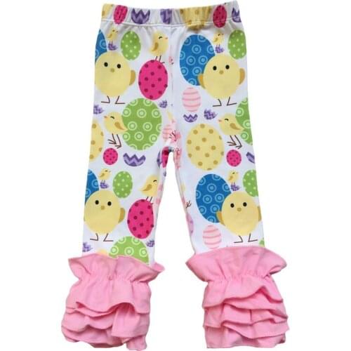 Spring color easter egg St. Patrick baby icing legging wholesale clothing girls ruffle pants Hearts printed for Valentines Day