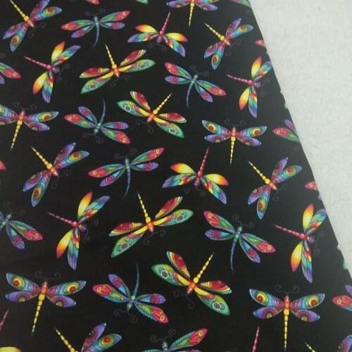 Viaphil 100% Cotton Fabric Brand New Rainbow Colorful Dragonfly Printed Sewing Cloth Dress Clothing Textile Tissue