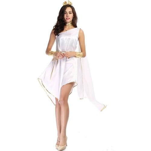 Women Halloween Ancient Greek Goddess Costume Sexy White Roman Princesses Cosplay Holiday Party Fancy Dress