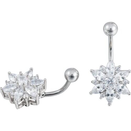 20pcs Surgical Steel Flowers CZ Navel Belly Ring Button Bar 14g Navel Rings Body Piercing Jewelry