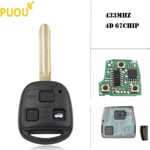 3 Button Remote Key Fob 315MHz 4D67 Chip for For Toyota Avensis Corolla Yaris Rav4 FCC ID:HYQ12BBT