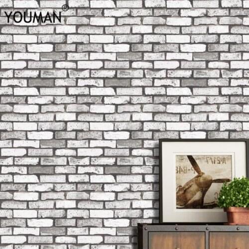3D Bricks Wallpaper Vintage Faux Roll Vinyl PVC Retro Wallpapers Industrial Loft Wall Paper Red Brown Gray Waterproof Washable