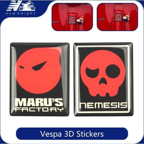 For Vespa GTS GTV LX Sprint Primavera 50 125 150 250 300 Scooter 3D Sticker Body Shell Skull Logo Decal Voorzijde Badge Overlay