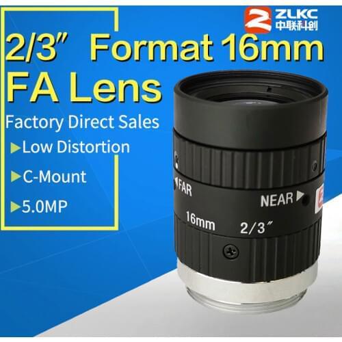 5 Mega Pixel C Mount 16mm 2/3" FA lens Industrial camera manual Iris Lens Low distortion Machine Vision fixed focal length lens