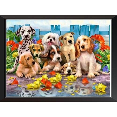 5D Square Round Diamond Painting Kit Animal Dogs Foto Mosaic Diamond Embroidery Set Full Drill Round Rhinestone Pictures A495