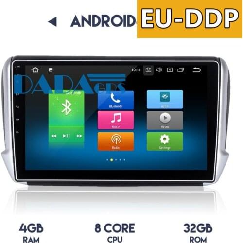 Android 9.0 4GB RAM Car Radio Stereo GPS Navigation for PEUGEOT 208 2008 2012-2016 Car DVD Player Video Multimedia Video