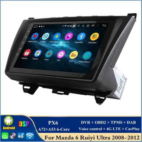 CarPlay & Android Auto PX6 9" Android 10 Car DVD Player for Mazda 6 Ruiyi Ultra 2008-2012 DSP Radio GPS WIFI Bluetooth 5.0