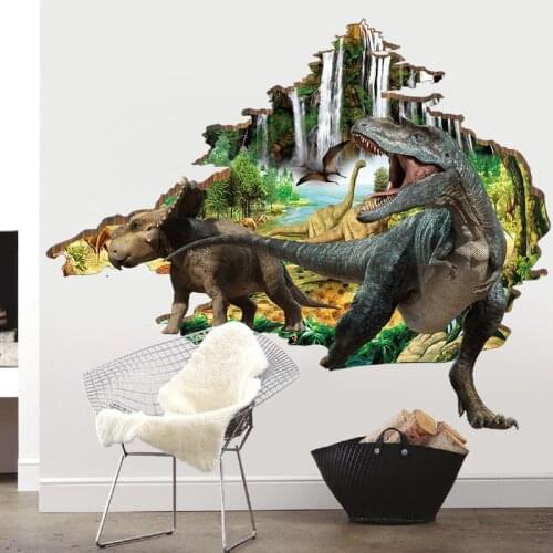 Large art posters Dinosaur Vinyl wall Stickers Sitting room TV background wall kids room Tyrannosaurus decor stickers mural