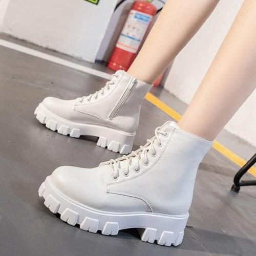 Women Ankle Boots Platform Boots Lace Up Female Winter Boots Fashion Shoes for Woman Botas Mujer with Zipper Plus Size