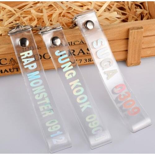 Kpop bangtan boys Lanyard keychain mobile Phone Lanyard Transparent Laser strap pendant key chain high quality bangtan kpop