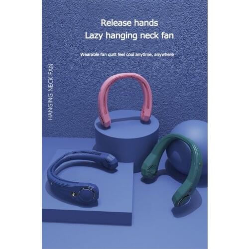 VIP Neckband Electric Fan Power Digital Display Usb Hanging Neck Rechargeable Portable Air Conditioning Bladeless Fan Dropship