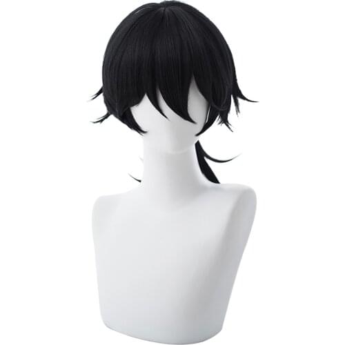 Fate Grand Order Cosplay Wig Ryouma Sakamoto 50cm Black Synthetic Hair Wig Halloween Cosplay Wigs