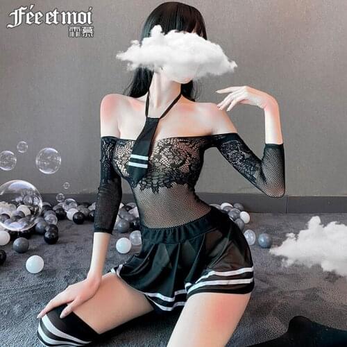 FM velvet Sexy Lingerie cosplay innocent student body stocking suit uniform temptation sexy nightdress pajamas