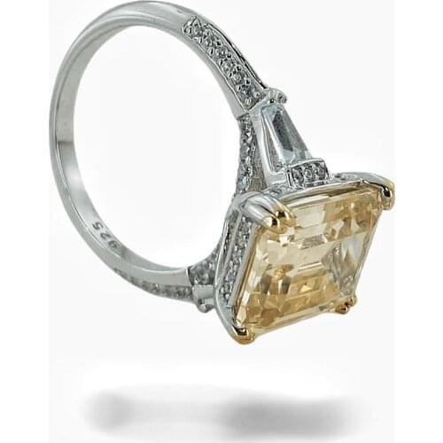 İtaly Baget Yellow Topaz 925 Sterling Silver Ring