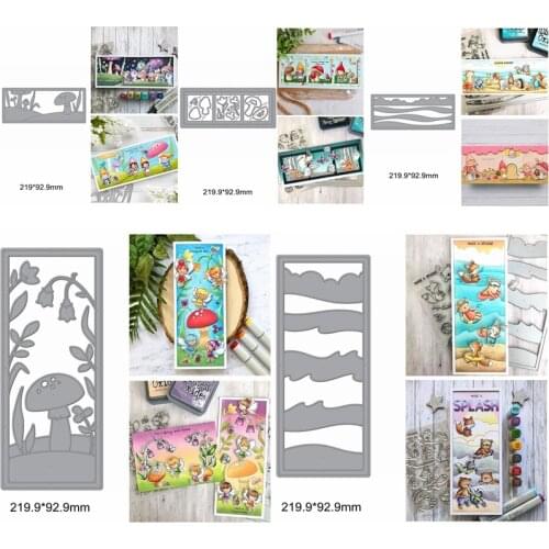Metal Cutting Dies Mushroom Waves Flower Grassy Beach Frame Background DIY Scrapbook Craft Make Cards Die Cut 2020 New Stencils