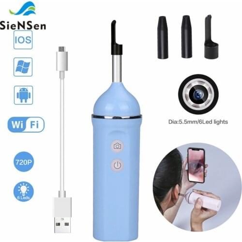 SieNSen Ear Cleaning Endoscope HD Visual Ear Spoon 5.5mm Wifi Mini Camera Android IOS Ear pick Otoscope Borescope Tool