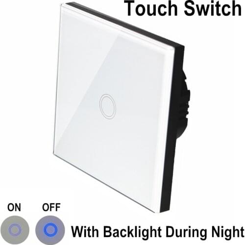 Wall Light Switch Smart Home Switch 1Gang 1Way for Home Hotel Office Luxury Crystal Glass Lamp Switch Sensitive Touch Screen