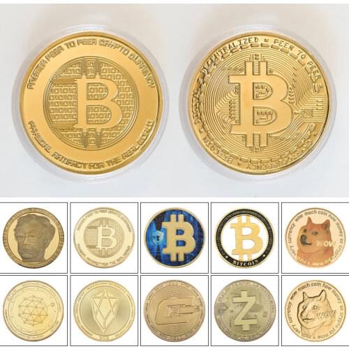 Coins Collectibles Bitcoin with Quality Black Box Coin Holder Copy Gold Plated Collection Coins Bit Coin Birthday Christmas Gift
