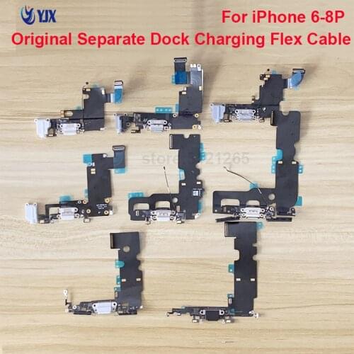 Original Separate USB Mic Port Charger Dock Connector Bottom Charging Flex Cable For iPhone 6 7 8 Plus Phone Part Fix With LOGO