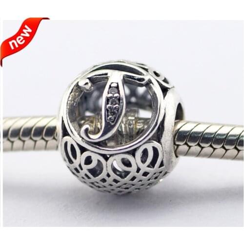 Fits for Pandora Bracelets Alphabet T Charms 100% 925 Sterling Silver Beads Free Shipping