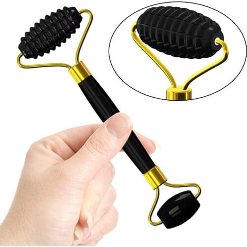 Obsidian Face Jade Roller For Body Massage Natural Black Crystal Facial Massager Face Skin Care Tools