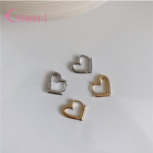 Heart Loop Women Female Earrings Fine 925 Sterling Silver Clip Hoop Pendientes Birthday Christmas Valentines Gift HOT