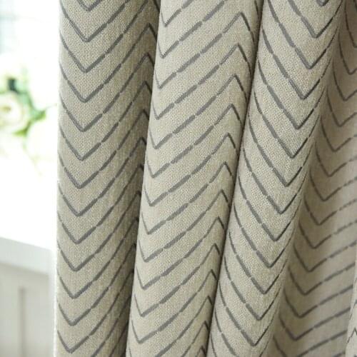 Custom curtains high quality Nordic Simple modern striped chenille Jacquard thick grey cloth blackout curtain tulle drapes N404