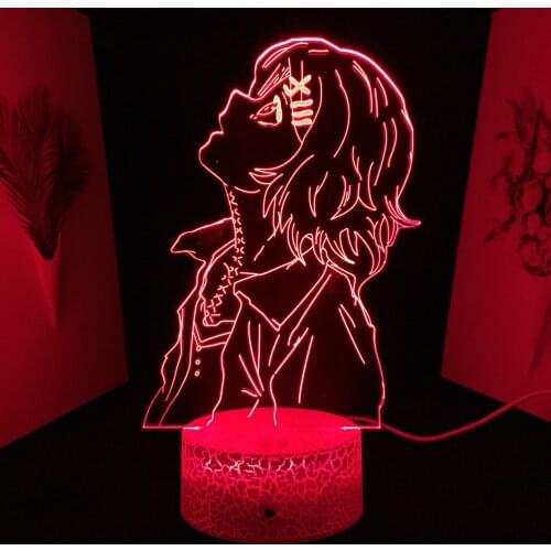 Anime 3D LED Night Light Tokyo Ghoul Figure Juuzou Suzuya for Bedroom Decor Nightlight Cool Birthday Gift Lamp Dropshipping