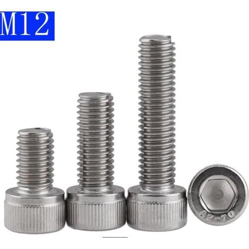 M12 - 1.75 10mm 304 Stainless Steel SOCKET HEAD Caps Screws Allen Hex Socket Cap Head DIN 912 A2 / 70 1.75 Coarse