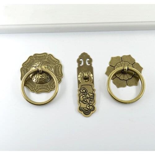 Chinese retro style Drop ring kitchen cabinet wardrobe furniture door handle antique bronze drawer cupboard dresser knob pull