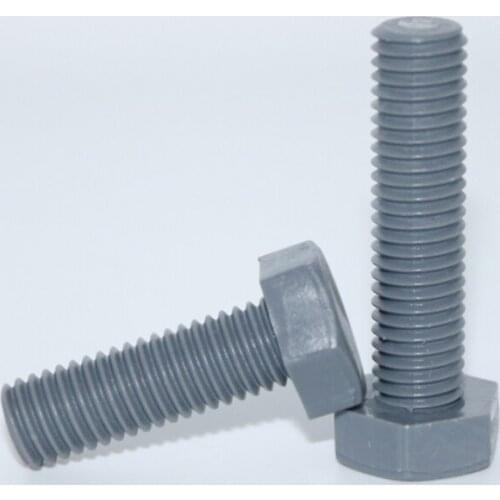 2pcs M16 hexagon head screws outer hex PVC plastic screw insulation acid alkali corrosion bolt gray color 20mm-150mm length